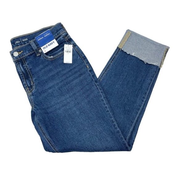 NWT OLD NAVY Mid Rise Boyfriend Jean Sz 0 Blue - Picture 2 of 6